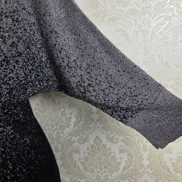AGB Size Small Batwing Sweater Metaillic Ombre Silver to Black Knit 3/4 Sleeves - Picture 6 of 13